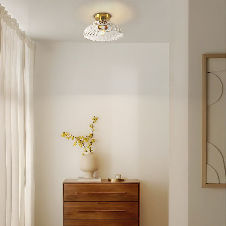 Velthra 1-Light Dimmable Glass Vintage Shaded Flush Mount(11") My Store