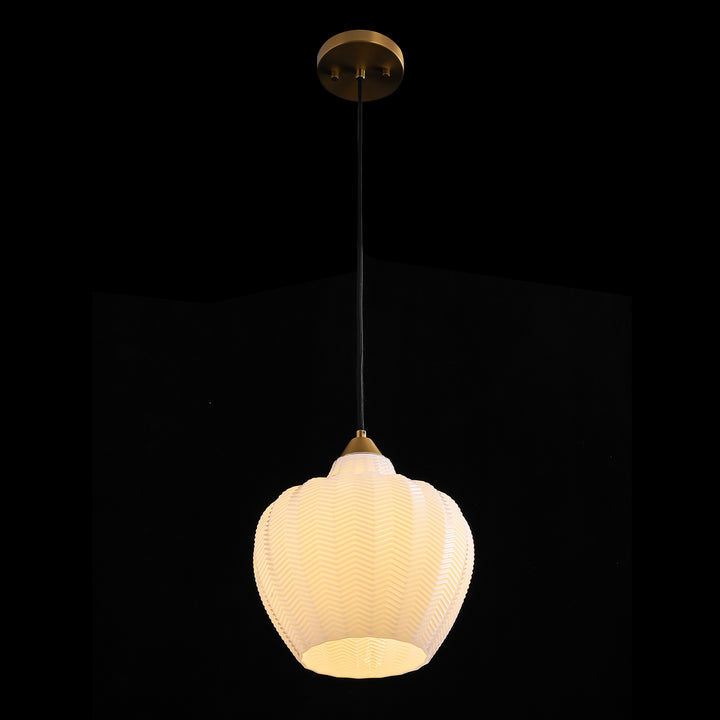 Moirava 1-Light Textured Frosted Glass Modern Pendant (10") Brightelier