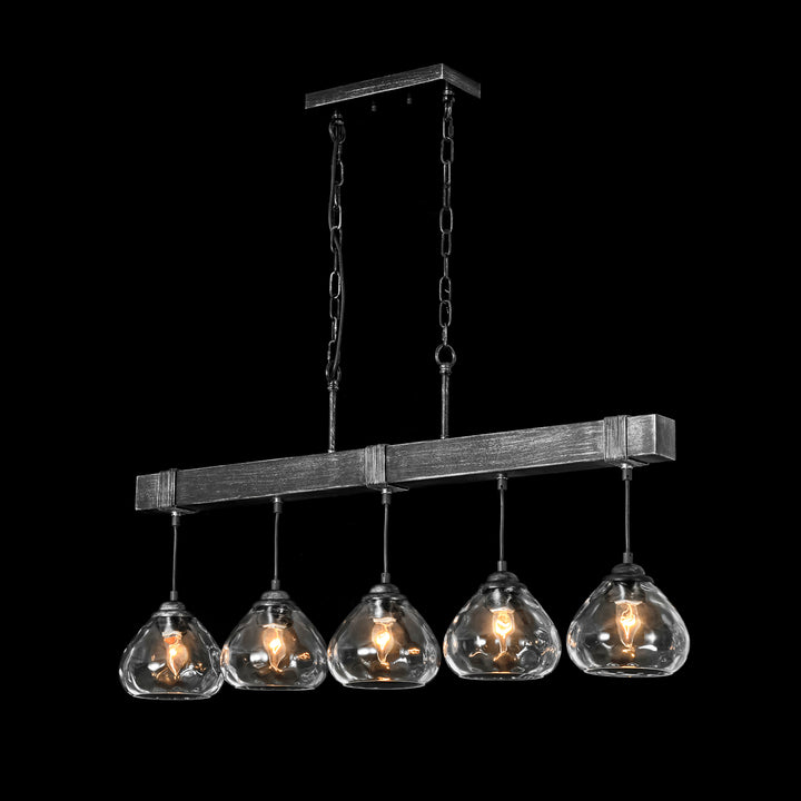 Zenvia 5-Light Dimmable Glass Transitional Linear Chandelier(39") My Store