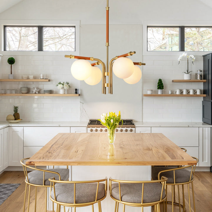 Veylin 4-Light Dimmable Glass Modern Globe Chandelier (27") Brightelier