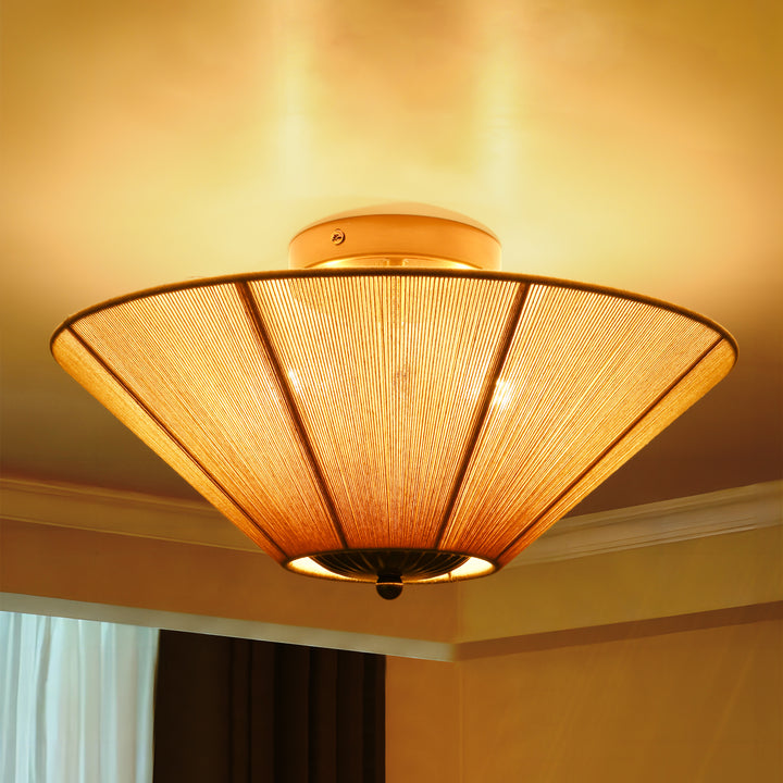 Rovista 2-Light Farmhouse Natural Rope Boho Semi-Flush Mount (15") My Store