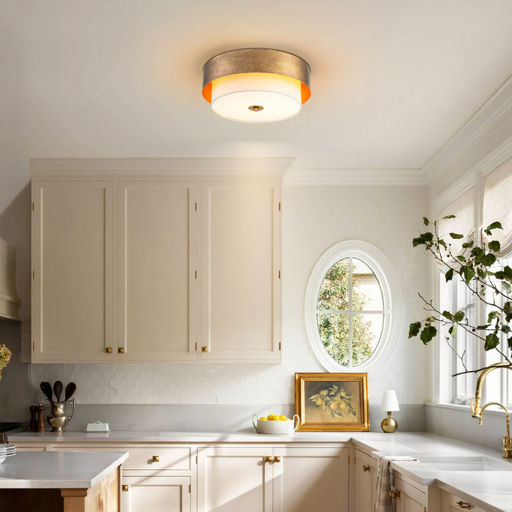 Apex 2-Light Dimmable Drum Vintage Industrial Flush Mount (14") Brightelier