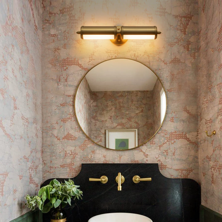 Noctura 1-Light Dimmable Led Vintage Brass Glossy Opal Glass Vanity Light (20") Brightelier