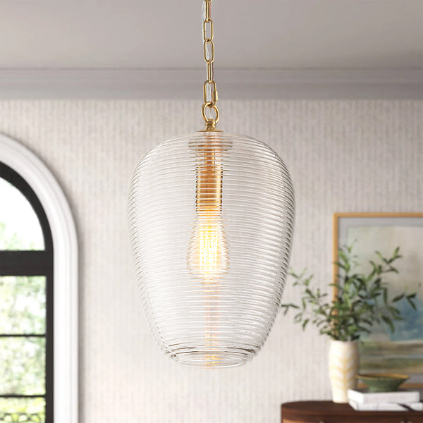 Brillara 1-Light Dimmable Glass Farmhouse Pendant (9")