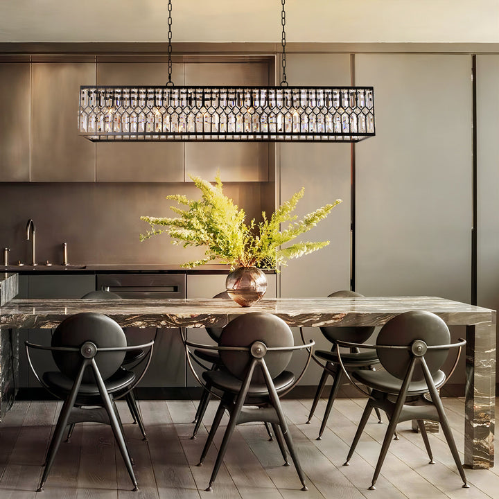 Zenvia 6-Light Crystal Rectangle Island Glam Chandelier (48") My Store