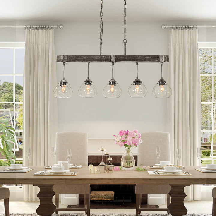 Zenvia 5-Light Dimmable Glass Transitional Linear Chandelier(39") My Store