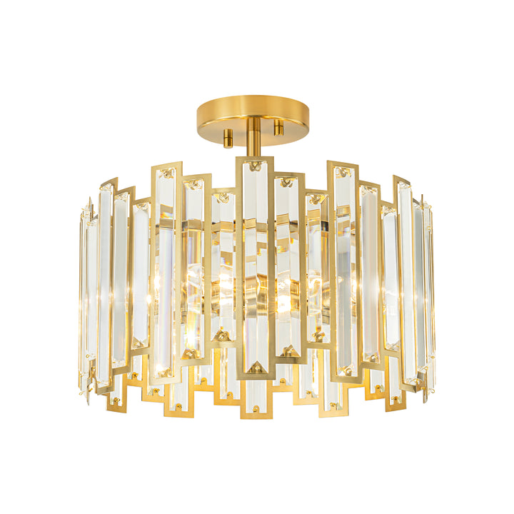 Brindlea 5-Light Cage Cylinder Drum Modern Glam Semi-Flush Mount (14") Brightelier