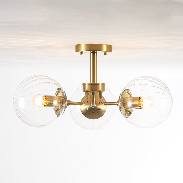 Soluma 3-Light Dimmable Glass Bubble Semi Flush Mount (23") My Store