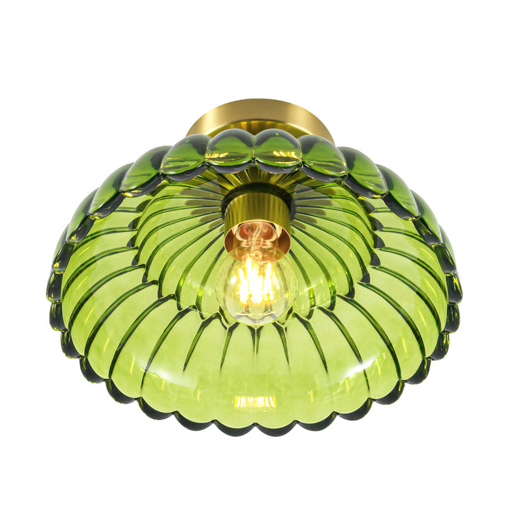 Velthra 1-Light Dimmable Glass Vintage Shaded Flush Mount(11") My Store