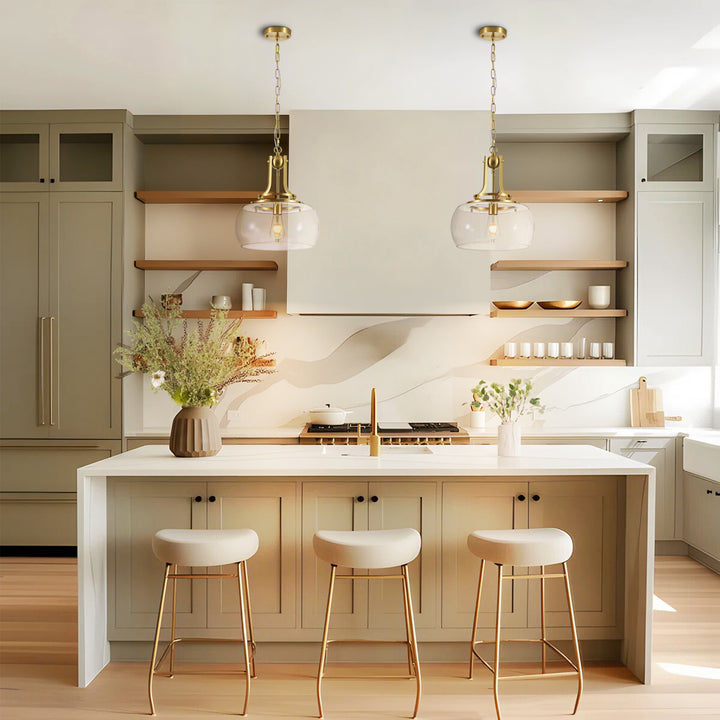 Mirevo 1-Light Dimmable Clear Glass Dome Pendant Light (14") Brightelier