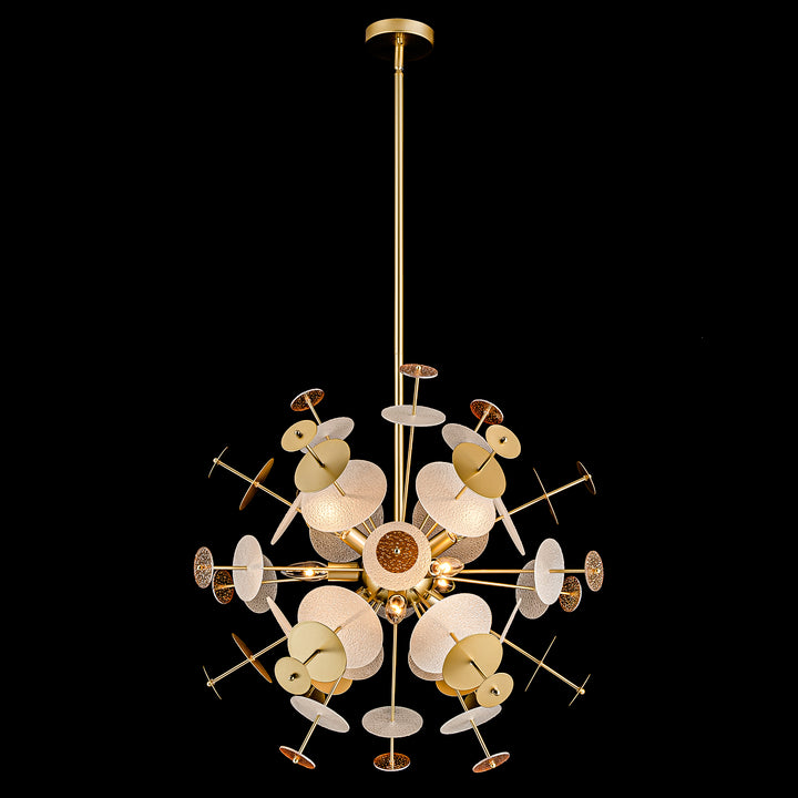 Brindlea 9-Light Linear Starburst Textured Glass Classic Glam Chandelier (28") Brightelier