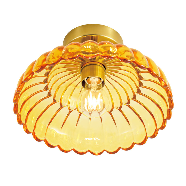 Velthra 1-Light Dimmable Glass Vintage Shaded Flush Mount(11") My Store