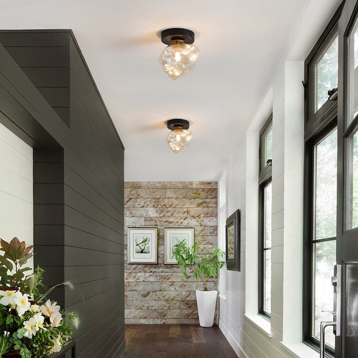 Orvra 1-Light Retro Oval Ice Cube Shape Glass Contemporary Wall Sconce Lamp (6") Brightelier