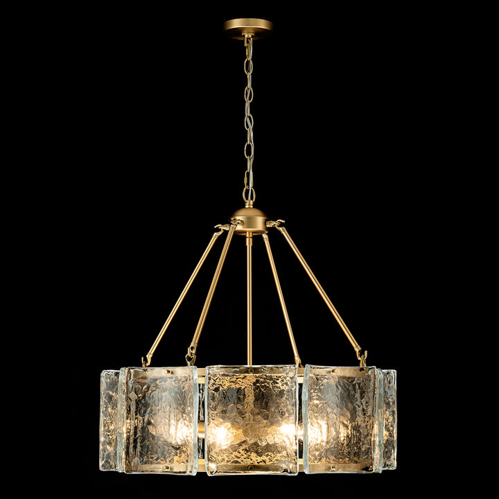 Nuvaya 5-Light Cylinder Drum Textured Glass Modern Chandelier (26") Brightelier