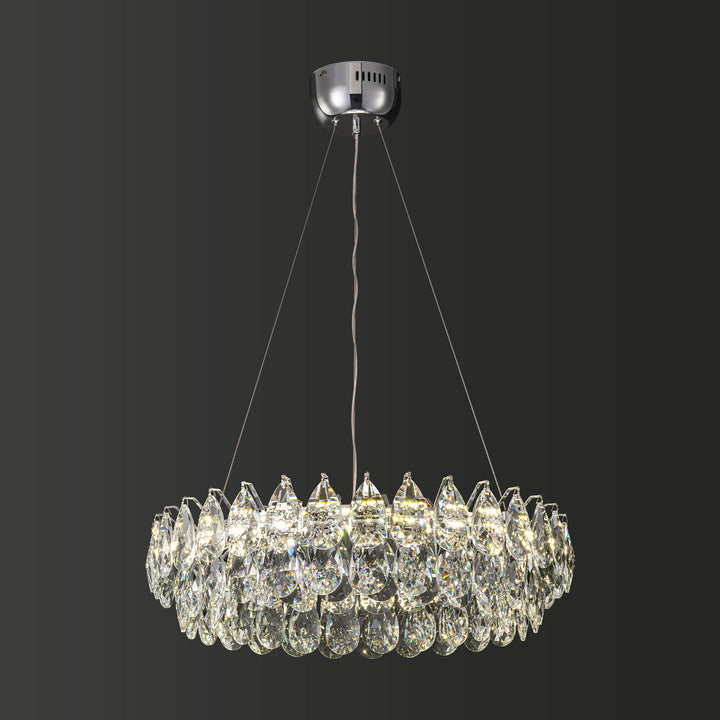 Orbina LED Round Crystal Integrated Mid-Century Modern Chandelier (24") Brightelier
