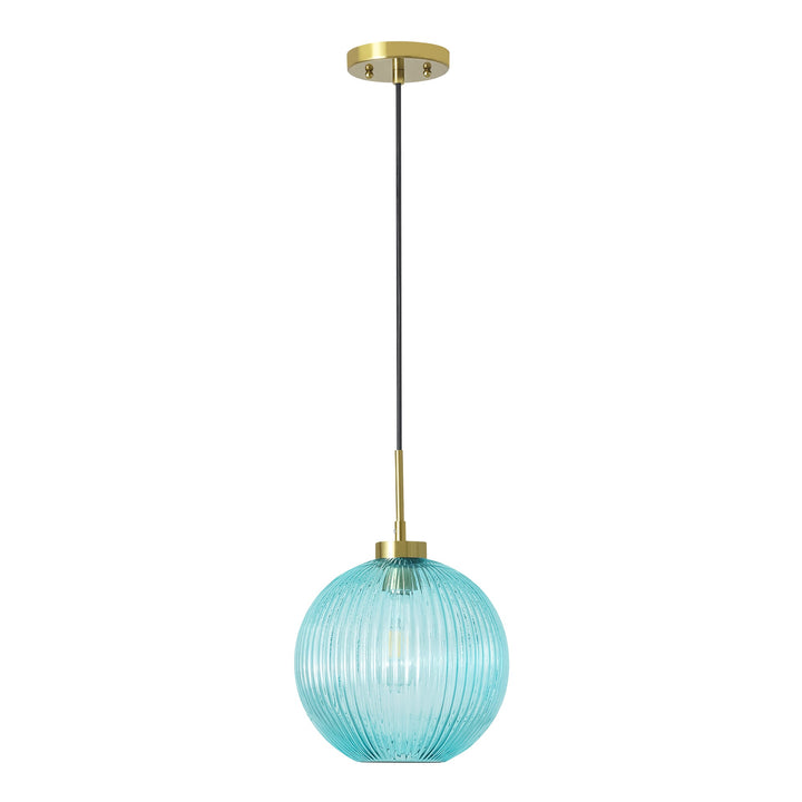 Sylvia 1-Light Dimmable Ribbed Glass Transitional Globe Pendant (9") My Store