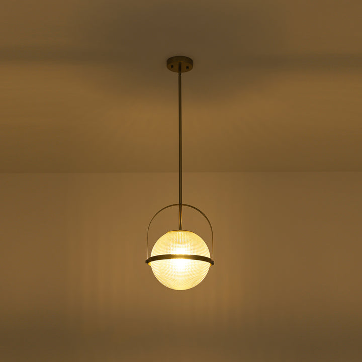 Brillara 1-Light Dimmable Grid Glass Minimalist Globe Pendant (9") Brightelier