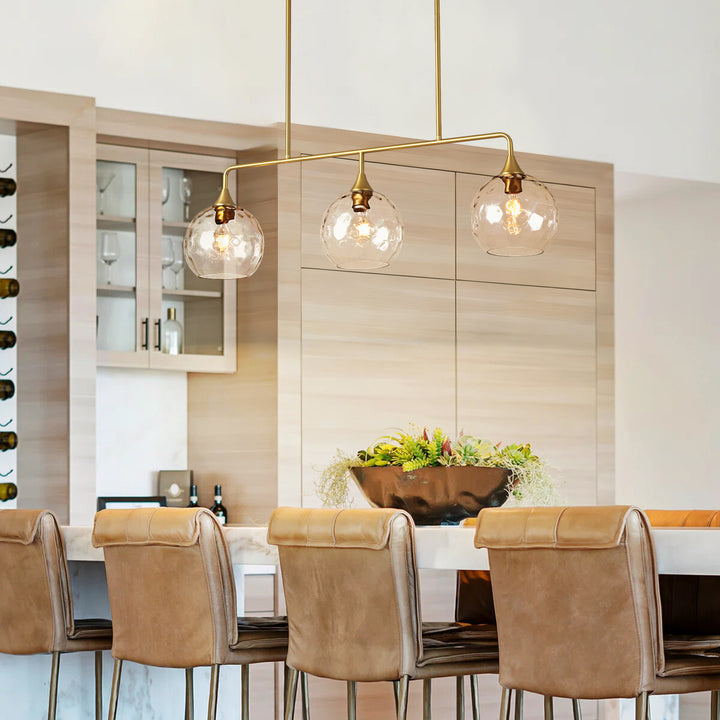 Noctura 3-Light Linear Clear Textured Glass Modern Pendant (39") My Store