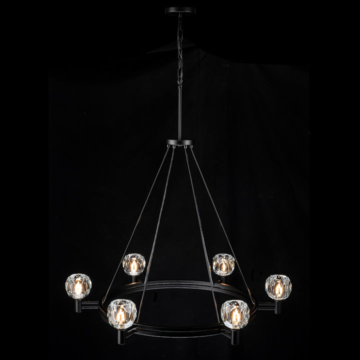 Dresqui 6-Light Dimmable Wheel Crystal Mid-Century Chandelier (35") Brightelier