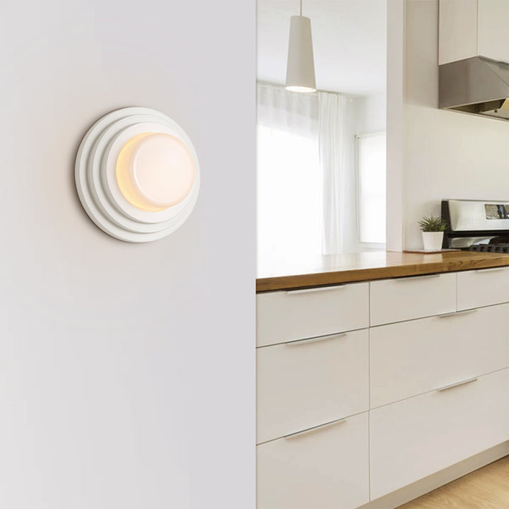 Zylla 1-Light Dimmable LED Minimalist White Cake-Shaped Tiered Ceiling Mounted Light (12") Brightelier