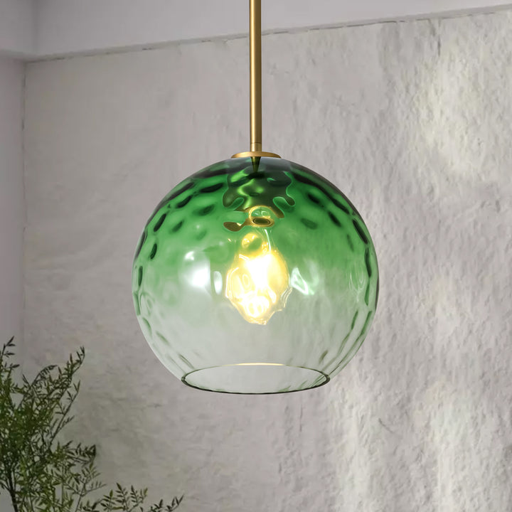 Sylvia 1-Light Dimmable Green Gradient Glass Transitional Globe Pendant (10") My Store