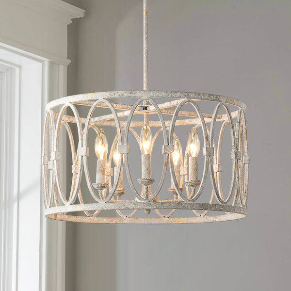 Virelle 5-Light Farmhouse Drum Candlestick Rustic Chandelier (20")