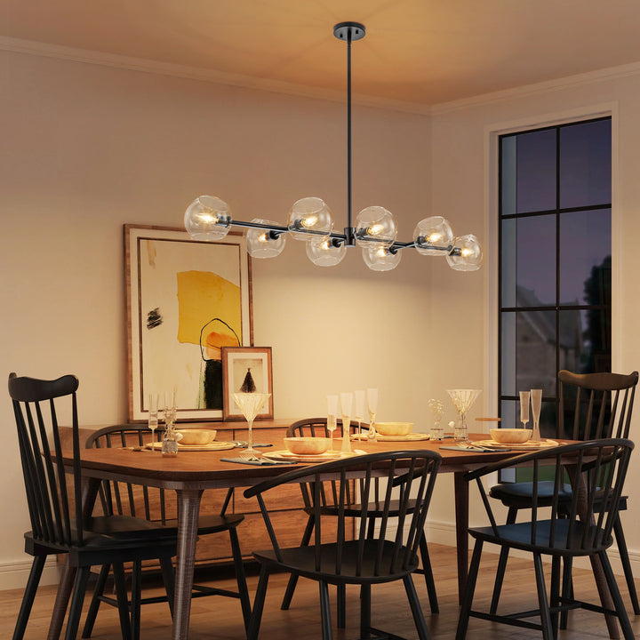 Zenvia 8-Light Linear Globe Bubble Kitchen Island Pendant (48") Brightelier
