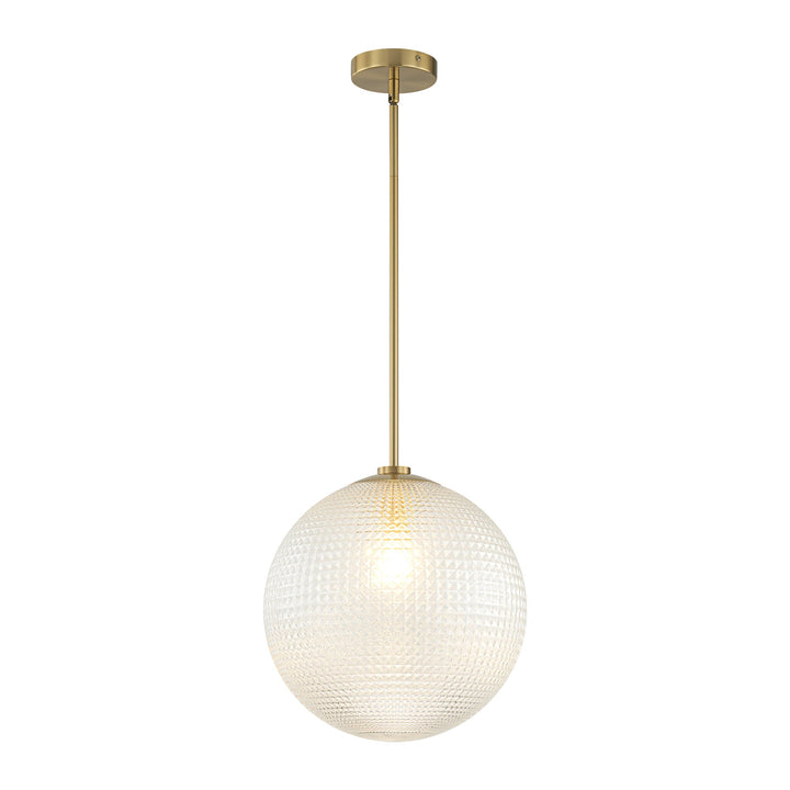 Lunara 1-Light Glass Globe Grid Textured Modern Pendant (14") My Store