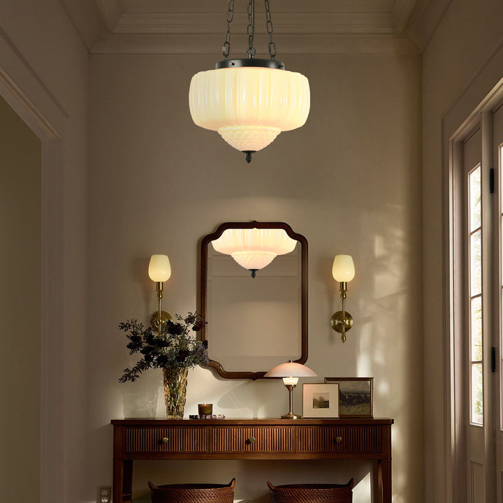 Axuvia 1-Light White Schoolhouse Traditional Pendant (15") Brightelier