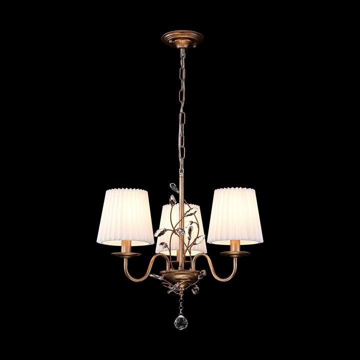 Dresqui 3-Light Dimmable Vintage Antique Fabric Pleated Shades Chandelier (21") Brightelier