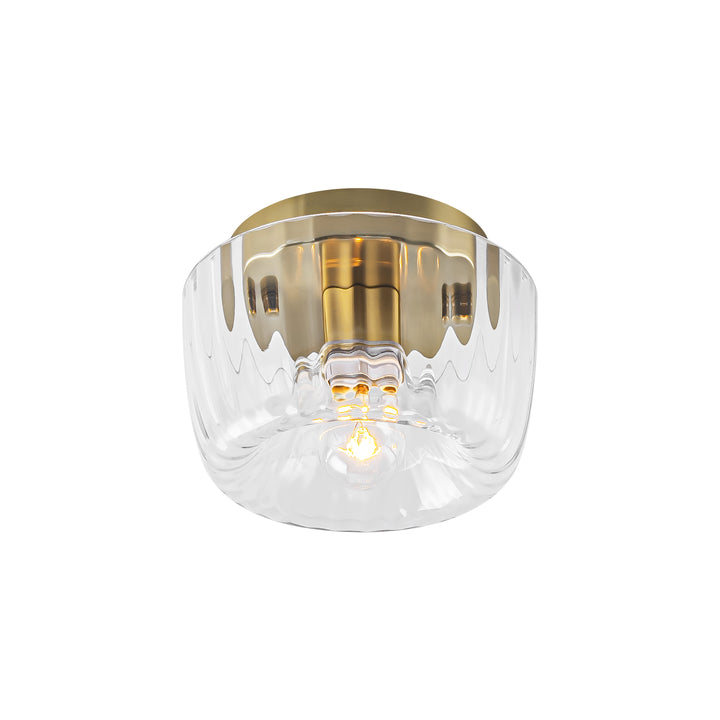 Lumisca 1-Light Dome Clear Striped Glass Modern Glam Flush Mount Ceiling Light (6") My Store