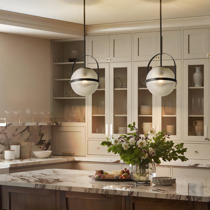 Brillara 1-Light Dimmable Grid Glass Minimalist Dome Pendant (9") Brightelier