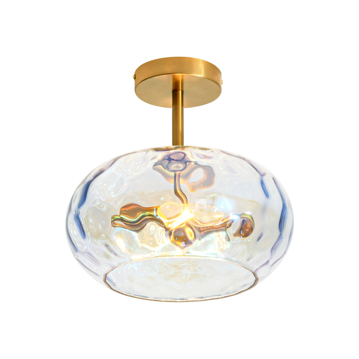 Brillara 1-Light lridescent Water Ripple Glass Semi-Flush Mount Light (12") Brightelier
