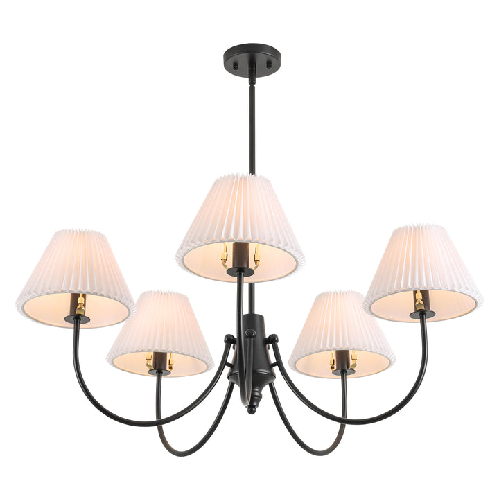 Wesley 5-Light Sputnik Cluster Cone Fabric Shade French Country Chandelier (37") Brightelier