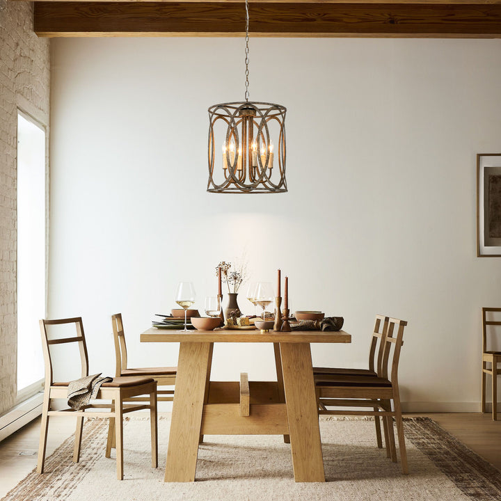 Dravyn 4-Light Dimmable Rustic Caged Chandelier (17") My Store