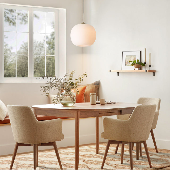 Veylin 1-Light Dimmable LED Opal Glass Farmhouse Shaded Pendant (12") My Store