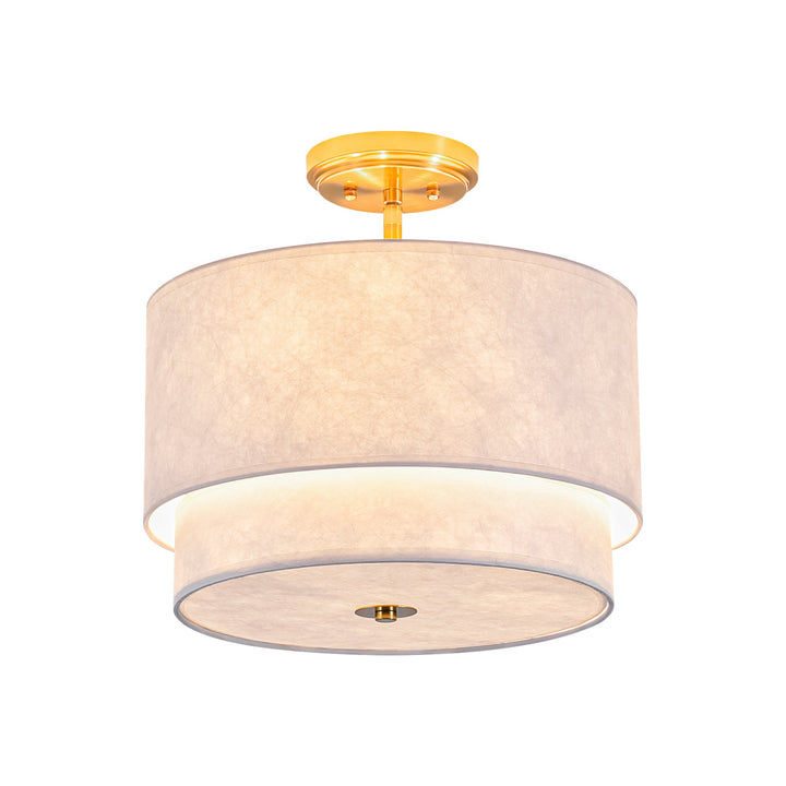 Rovista 3-Light Dimmable Fabric Modern Farmhouse Drum Semi-Flush Mount (15") My Store