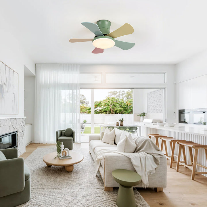 Stelo Dimmable LED Flush Mount Glam Ceiling Fan Light (35") Brightelier