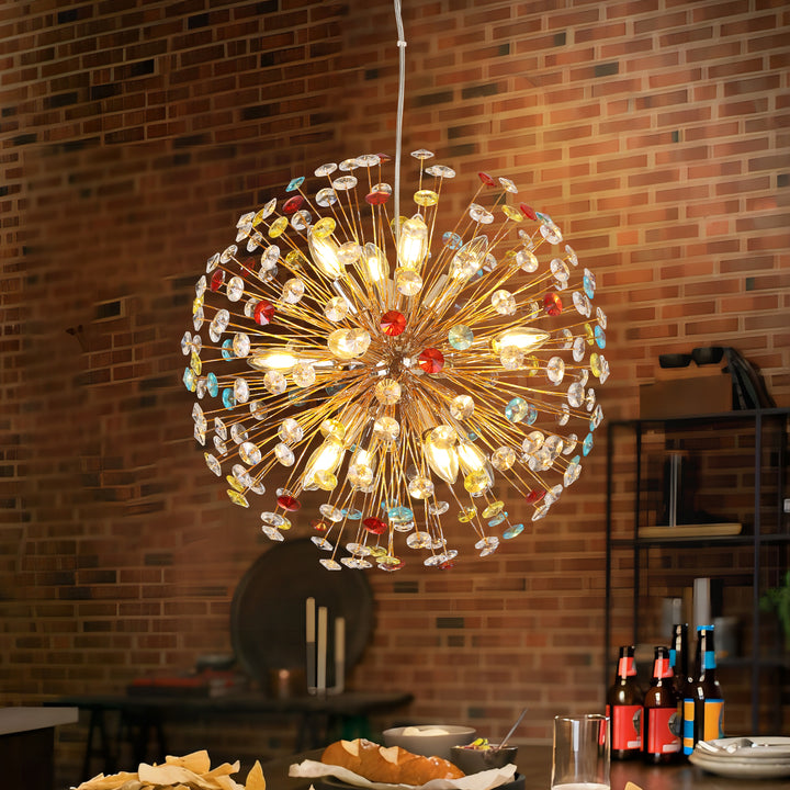 Eclipsa 12-Light Linear Crystal Starburst Firework Glam Pendant (22") My Store