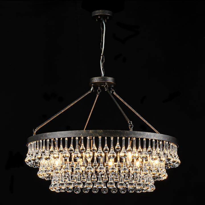 Faylux 10-Light 3-Tier Drum Crystal Mid-Century Modern Chandelier (32") Brightelier