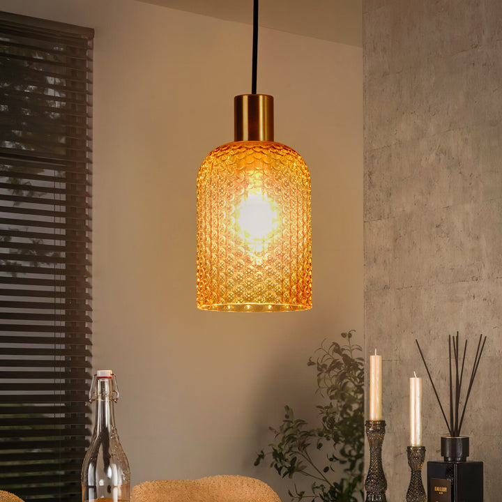 Brillara 1-Light Dimmable Clear Glass Vintage Shaded Pendant (5") My Store