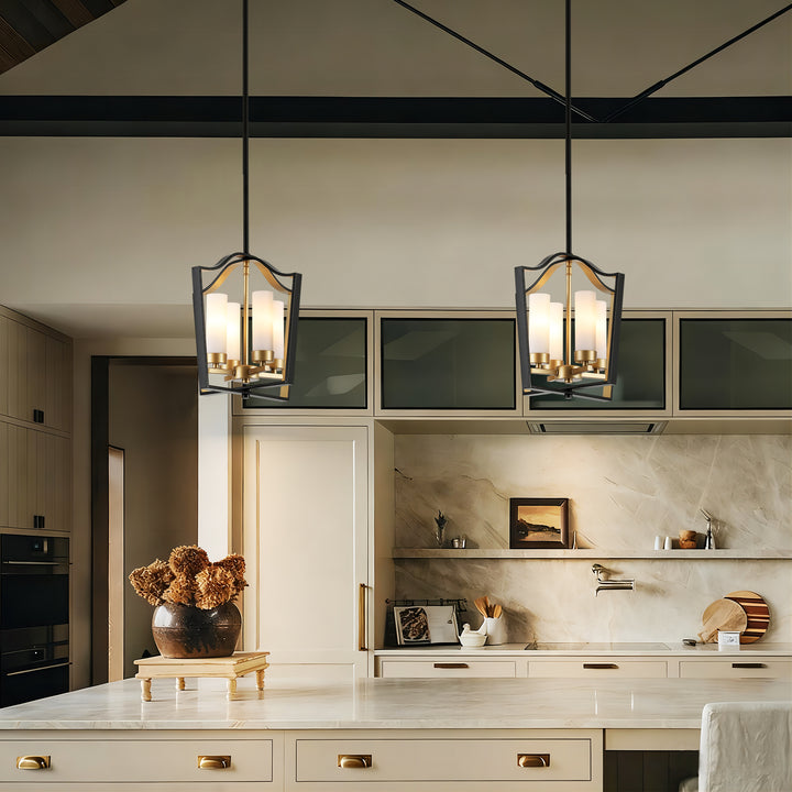 Dravyn 4-Light Dimmable Glass Industrial Cage-Frame Chandelier (13") My Store