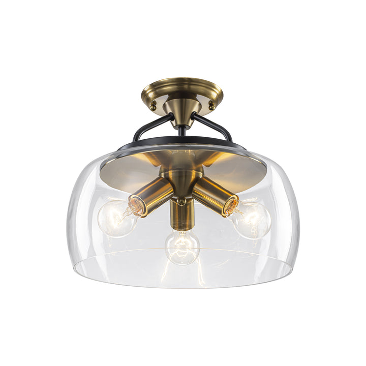 Mirevo 3-Light Dimmable Clear Glass Dome Transitional Modern Pendant (13") Brightelier