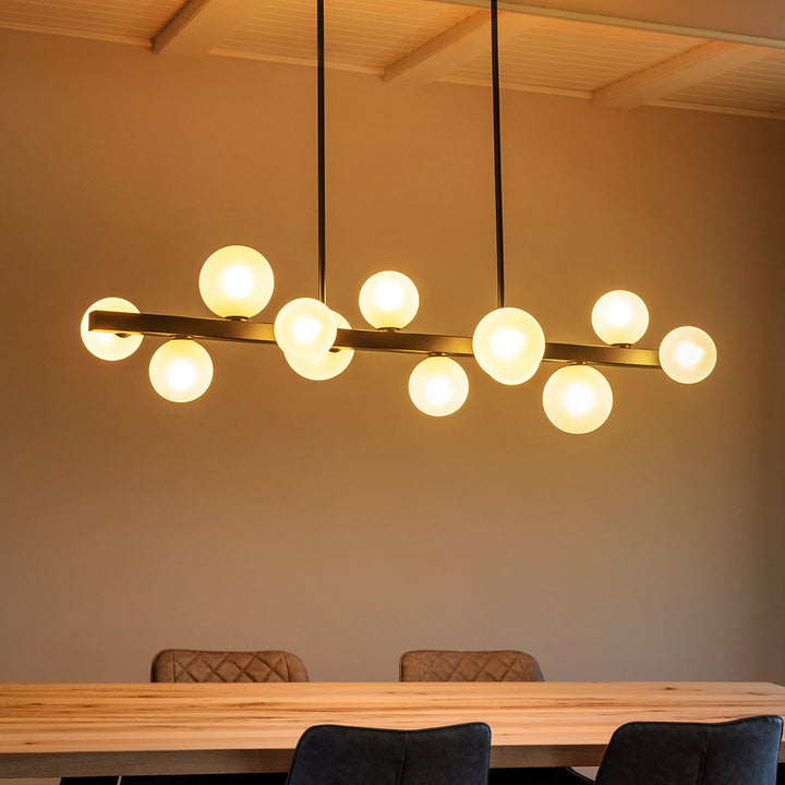 Zenvia 12-Light Frosted Glass Modern Linear Kitchen Island Chandelier (44") My Store