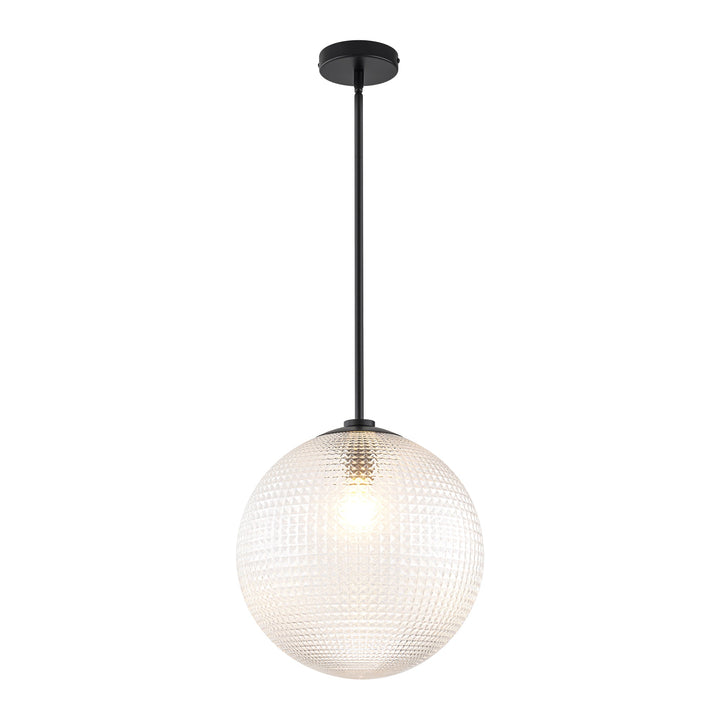Lunara 1-Light Glass Globe Grid Textured Modern Pendant (14") My Store