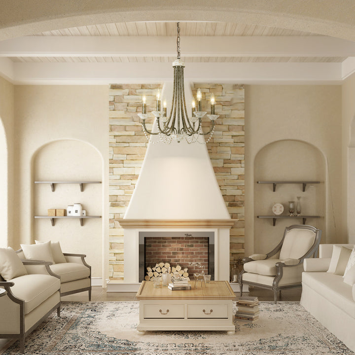 Dresqui 6-Light Dimmable Wood Traditional Candle Style Chandelier (20") My Store