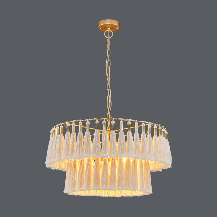 Brilune 6-Light Dimmable Fabric Bohemian Round Chandelier (23") My Store