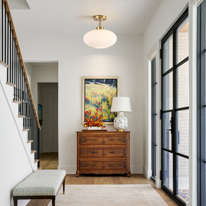 Brillara 1-Light Lantern Shape Semi-Flush Mount Light (12") Brightelier