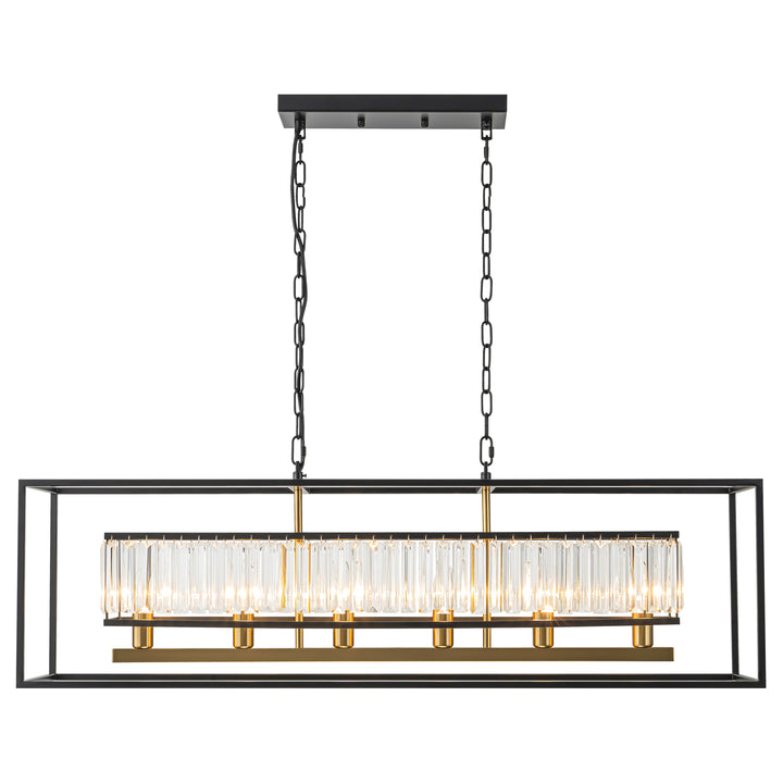 Zenvia 6-Light Rectangular Crystal Modern Chandelier (40") Brightelier