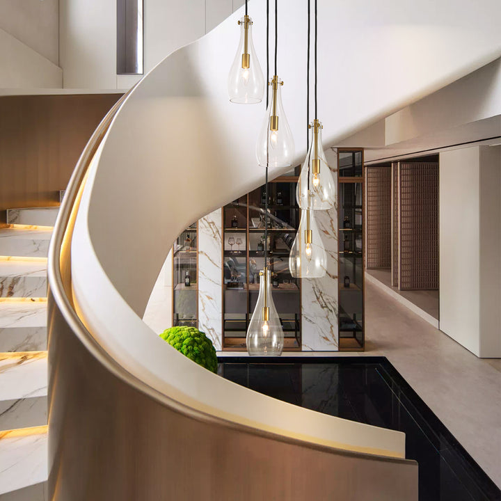 Brillara 5-Light Dimmable Clear Goblet Glass Transitional Pendant (16") Brightelier